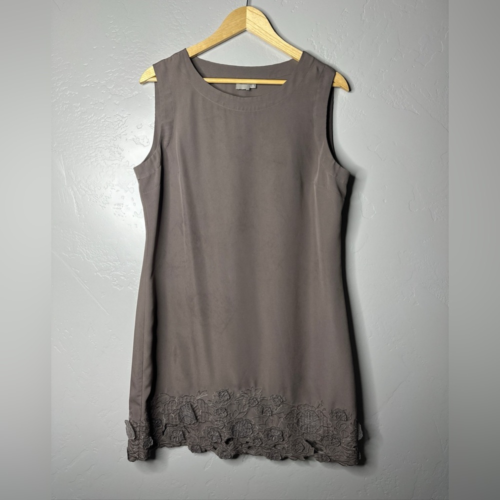 ASOS Sleeveless Shift Dress with Lace Hem Size 12 Taupe